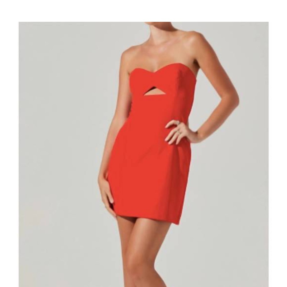 Astr Strapless Red Dress